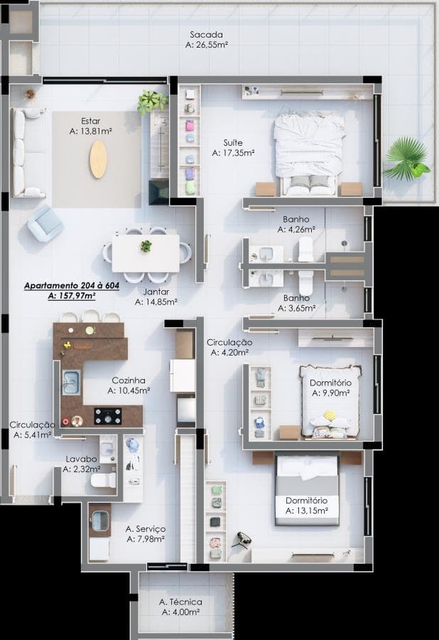 APARTAMENTO COM 3 DORMITÓRIOS (1 SUÍTE), 2 VAGAS, 189M² ÁREA TOTAL À VENDA - Imagem 4