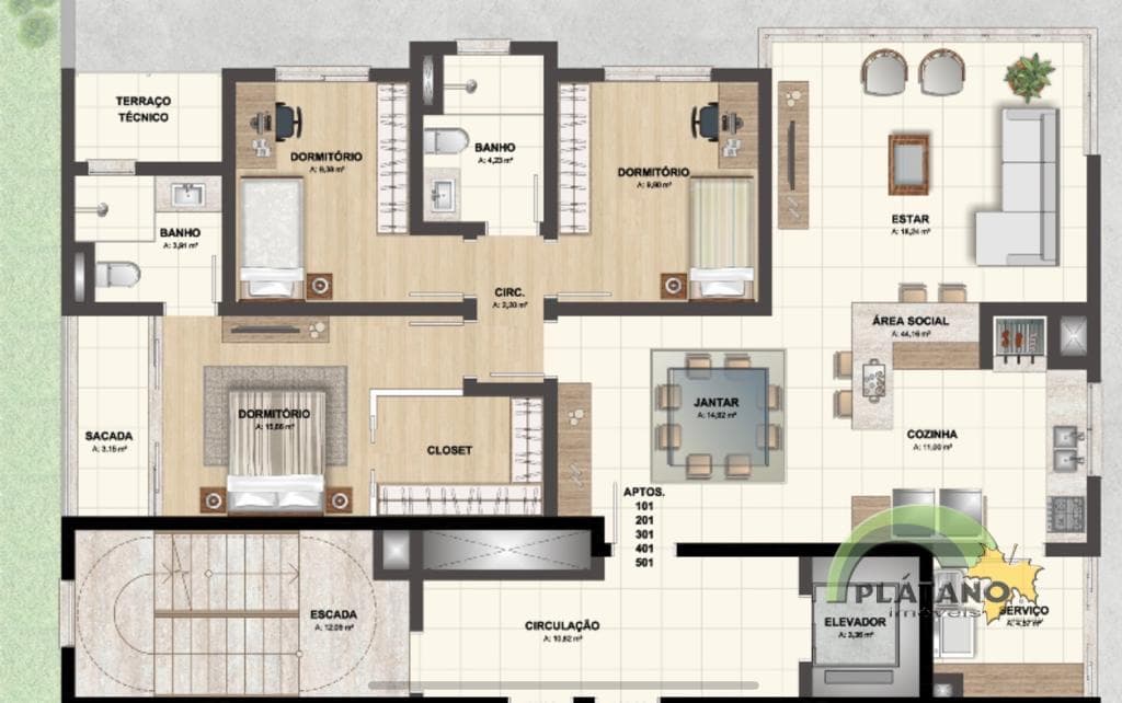 APARTAMENTO COM 3 DORMITÓRIOS, 2 VAGAS, 115M² ÁREA PRIVATIVA para venda EM FARROUPILHA - foto 3