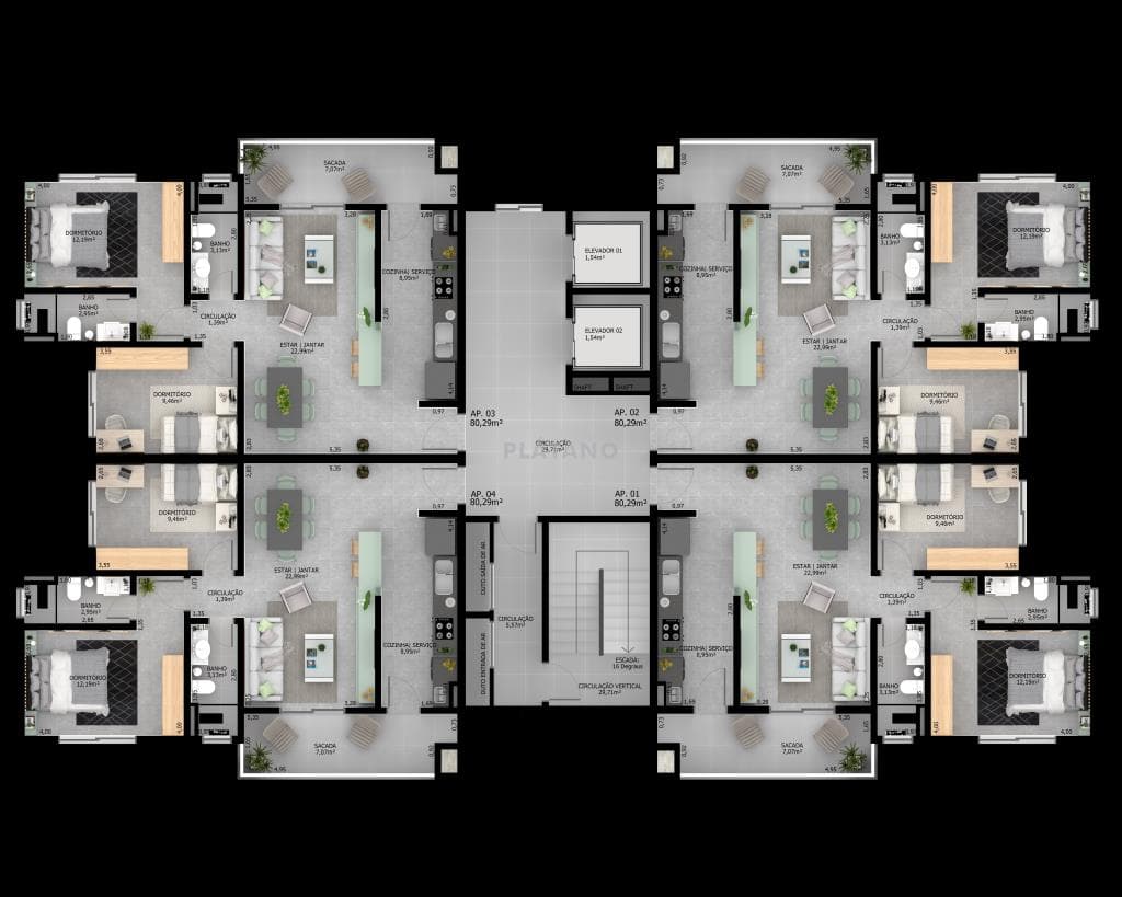 APARTAMENTO COM 2 DORMITÓRIOS, 1 VAGA, 80M² ÁREA PRIVATIVA para venda EM CENTRO - foto 3