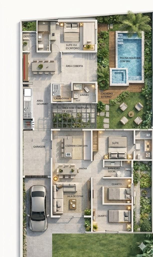 CASA COM 4 DORMITÓRIOS (2 SUÍTES), 2 VAGAS, 190M² ÁREA PRIVATIVA À VENDA EM CENTRO